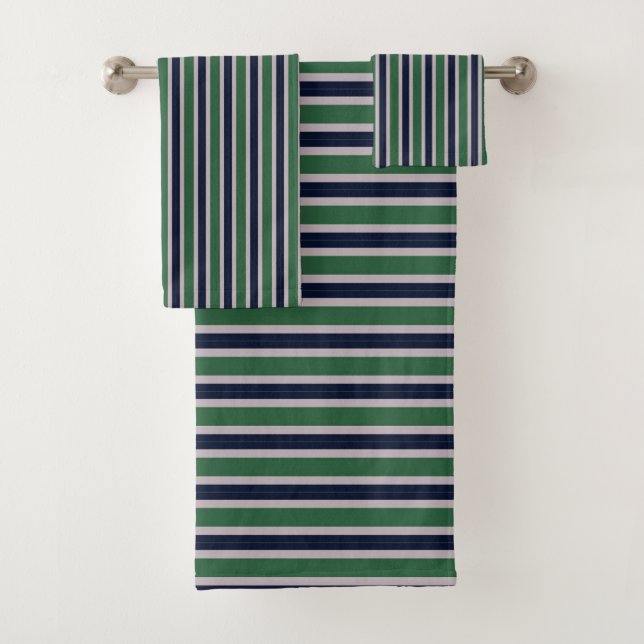 Rayures Bleu Marine et Vert Pin (En situation)