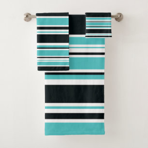 Rayures Bleu Turquoise Vert Noir & Blanc