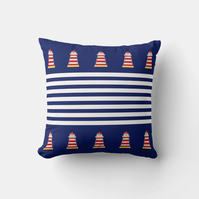 Rayures Bleues et Blanches sur Coussin de Fond Ble (Recto)