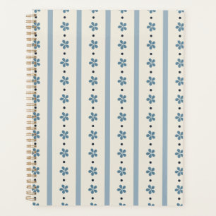 Rayures Bleues Et Crème Et Fleurs