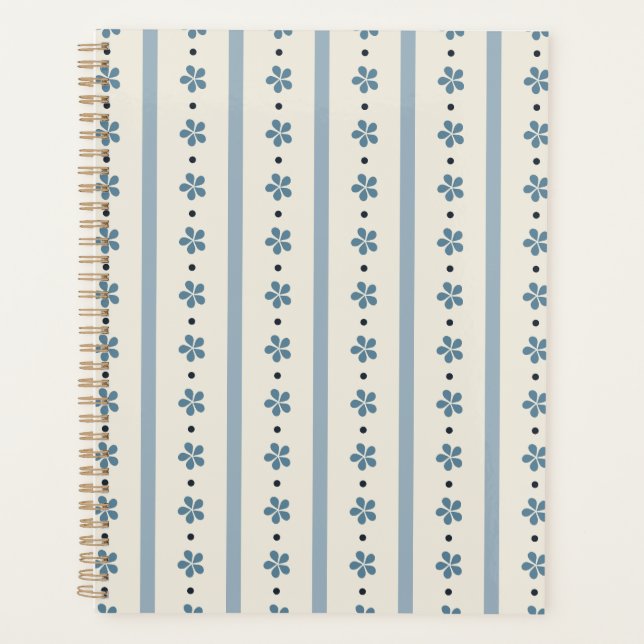 Rayures Bleues Et Crème Et Fleurs (Devant)
