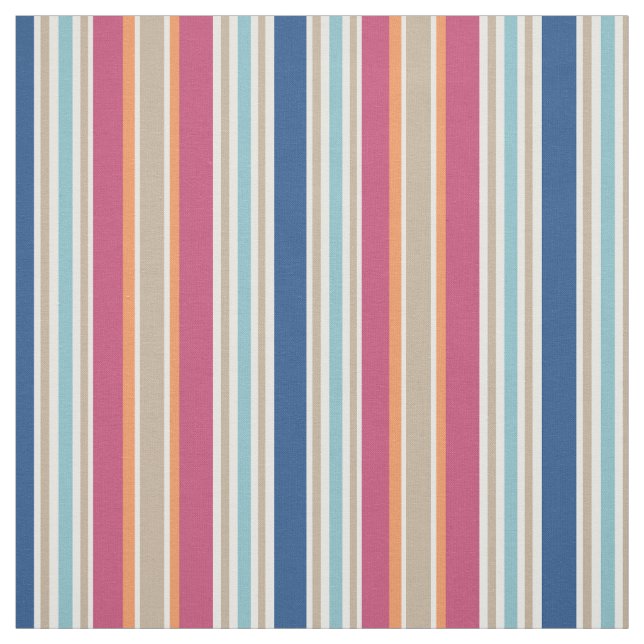 Rayures bleues roses bronzages rayées du tissu | (Échantillon)