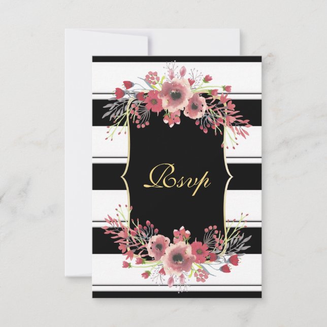 Rayures Classieuses Floral Aquarelle RSVP (Devant)