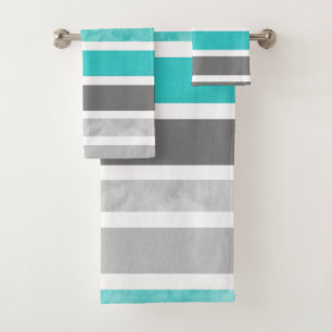 Rayures de blanc gris de turquoise