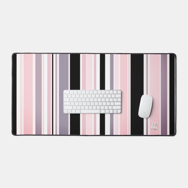 Rayures de style surfeur en rose violet avec monog (Clavier et souris)