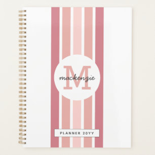 Rayures de teintes rose monogramme personnalisées