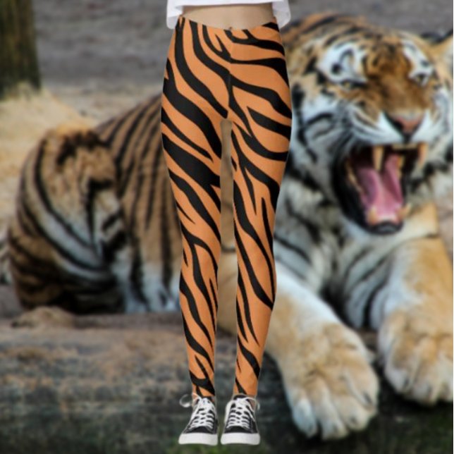 Rayures de Tigre Leggings Orange – Imprimé Animal  (Créateur téléchargé)