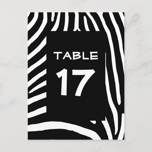 Rayures de Zèbre Noir Numéro de Table (Devant)