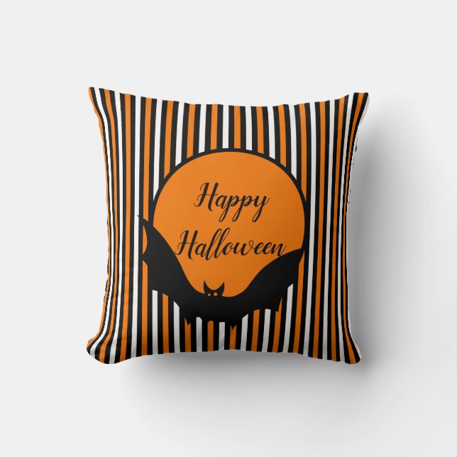 Rayures d'Halloween et Coussin à lancer en forme d (Recto)