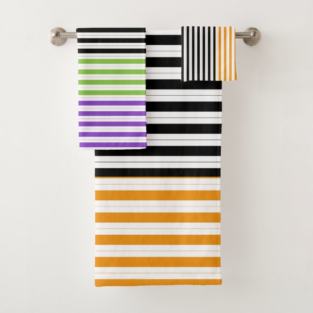 Rayures d'Halloween Violet Vert Noir Orange (En situation)