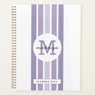 Rayures d'ombre de lavande monogramme personnalisé