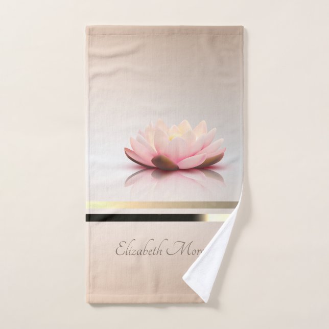 Rayures élégantes de lotus (Serviette à main)