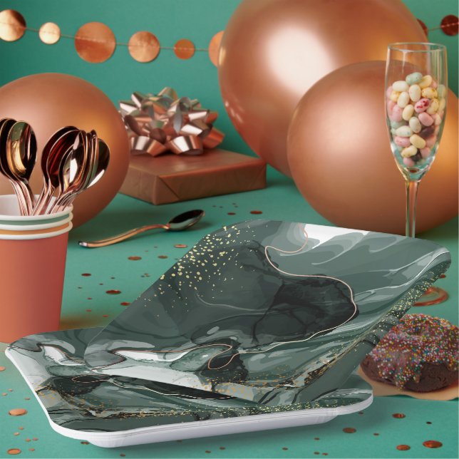 Rayures élégantes sur assiettes en papier carrées (Multi)