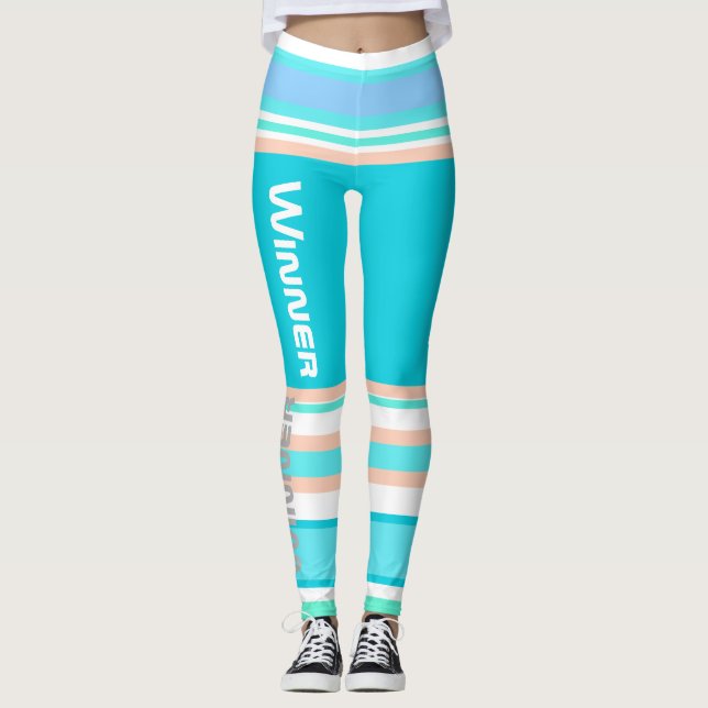 Rayures Funky Lignes Gagnant Power Leggings (Devant)