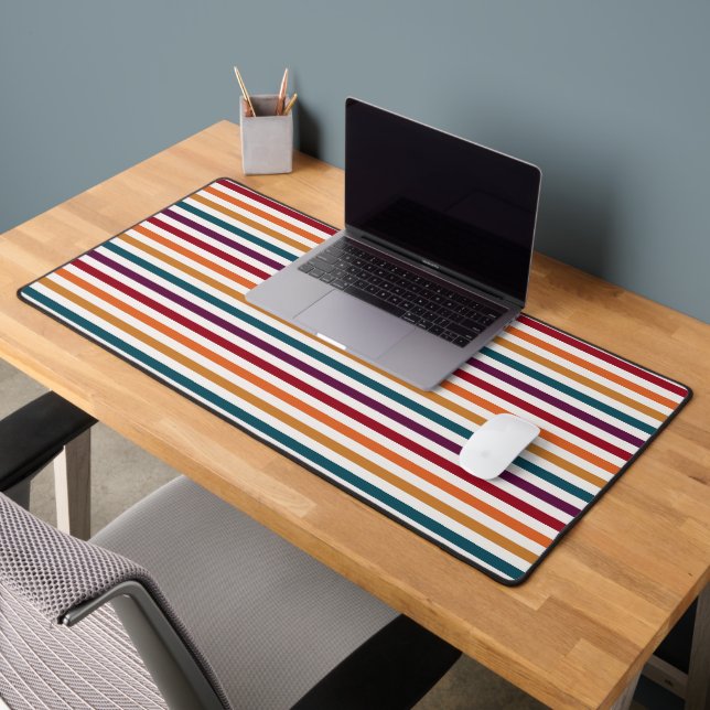 Rayures horizontales multicolores automne rétro (Bureau 2)