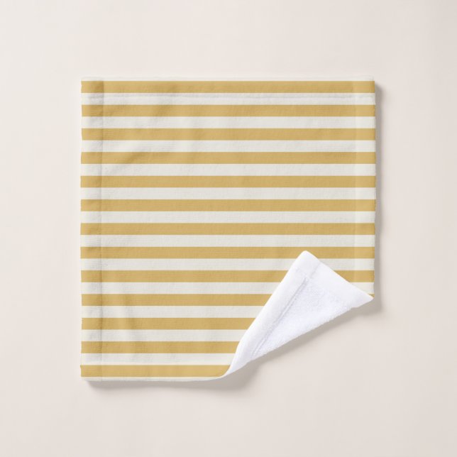 Rayures intemporelles Mustard jaune (Gant de toilette)