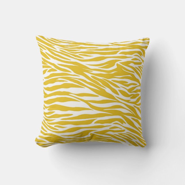 Rayures Jaunes de Zèbre Coussin de Jet (Recto)