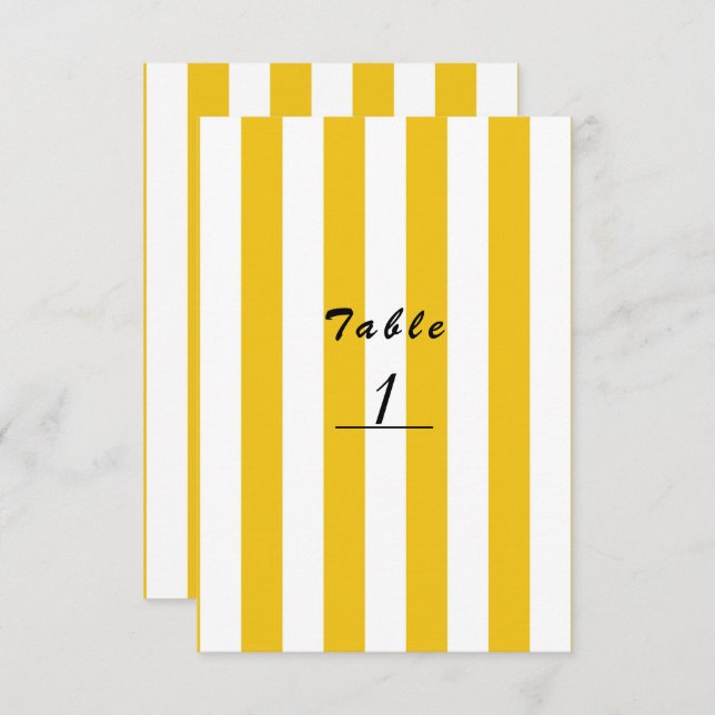 Rayures jaunes et blanches Numéro de table rayé mo (Devant / Derrière)