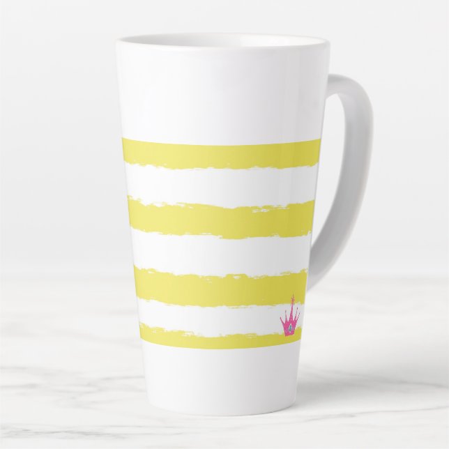 Rayures jaunes et un mug à latte rose (Angle droit)