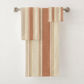Rayures multlargeur terre cuite crème et lin taupe
