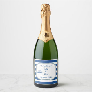 Rayures nautiques - étiquette de vin pétillant