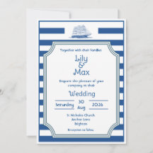 Rayures Nautiques - Faire-part de mariage