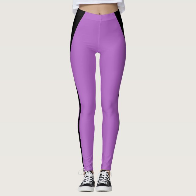 Rayures noires élégantes sur leggings violets (Devant)