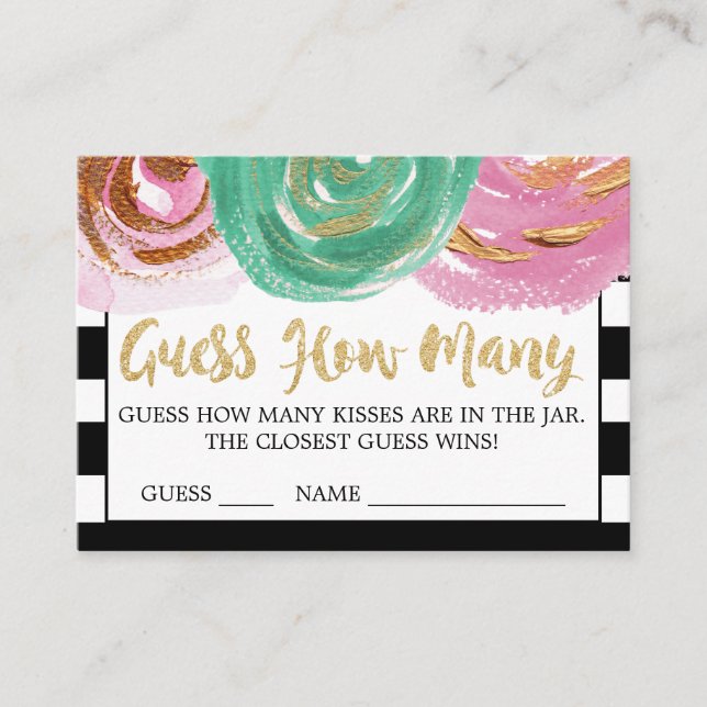 Rayures noires et blanches Cartes Combien de bisou (Devant)