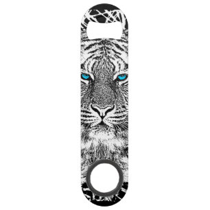 Rayures noires et blanches de tigre d'yeux bleus