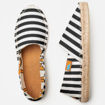 Rayures noires et blanches Toile Slip On