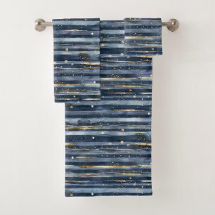 Rayures Points Or Bleu