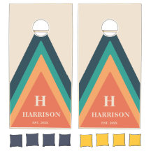 Rayures rétro personnalisées Monogramme orange