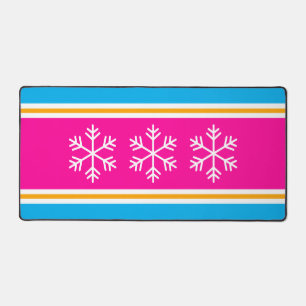 Rayures Rose Clair Flocons de Neige Bleu Azur