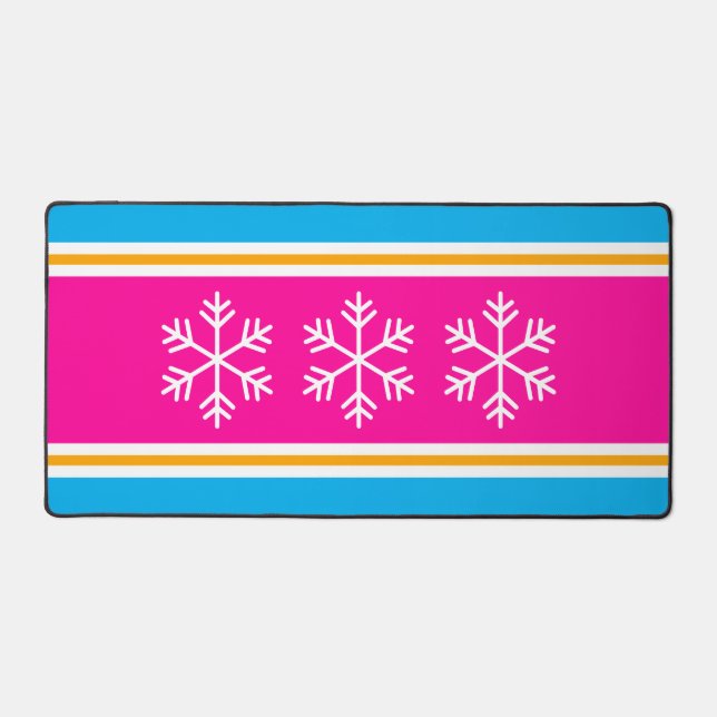 Rayures Rose Clair Flocons de Neige Bleu Azur (Recto)