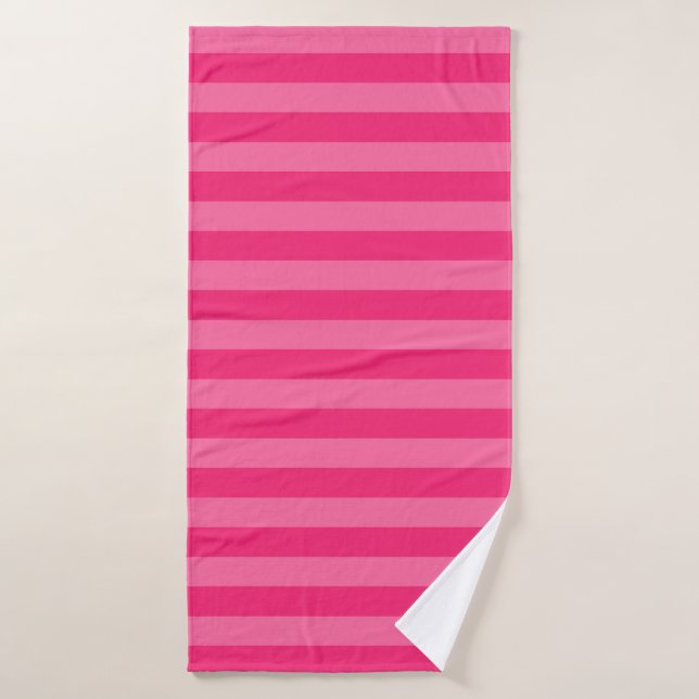 Rayures rose pâle et rose chaud (Serviette de bain)
