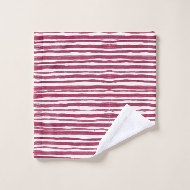Rayures rouges Bordeaux  (Gant de toilette)