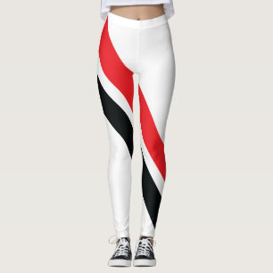Rayures rouges et noires sur leggings blancs 1