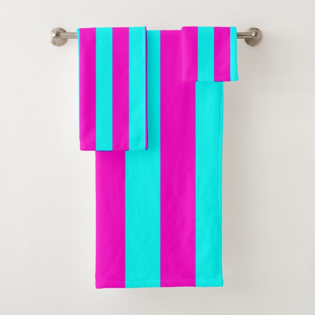Rayures Turquoise Vert Bleu Cyan Et Rose Chaud (En situation)