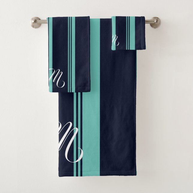 Rayures verticales bleues cursives mignonnes perso (En situation)