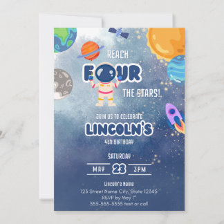 "Reach Four the Stars” Space Birthday Invitation