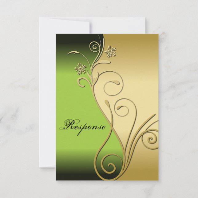 Réaction Mariage Floral Vert Classy Or RSVP (Devant)