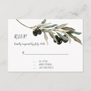 Réaction RSVP Olive Leaf Branch Watercolor Artewor