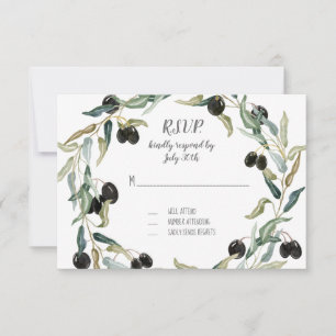 Réaction RSVP Olive Leaf Wreath Watercolor Artewor