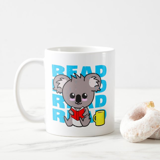 Read : Cute Koala Reading Book & Coffee Mug (Avec donut)