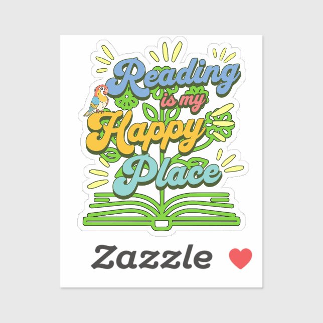 Reading is My Happy Place Colorful Vinyl Sticker (Feuille)