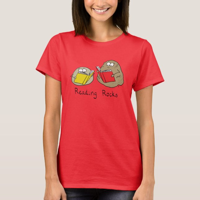 Reading Rocks Drôle Livre T-Shirt Femme (Devant)