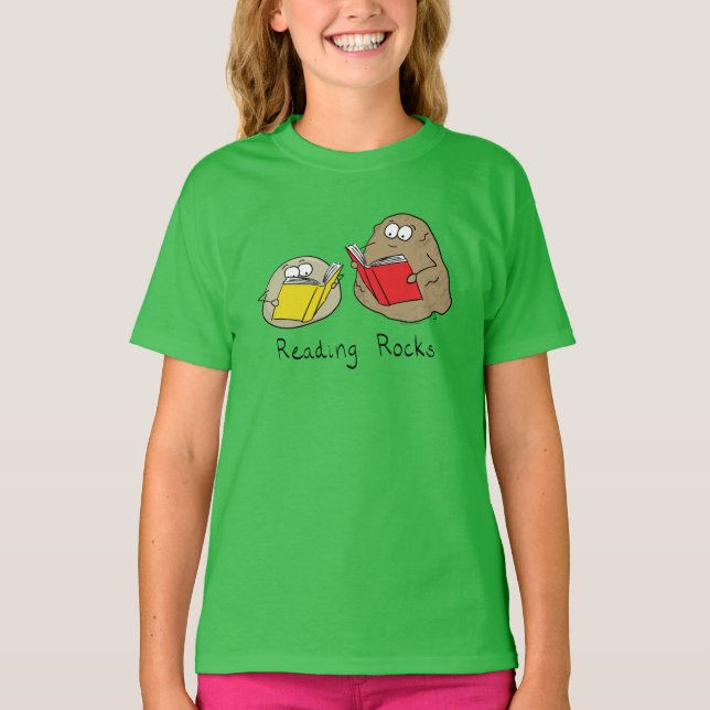 Reading Rocks Funny Book T-shirt de fille pour enf (Devant)
