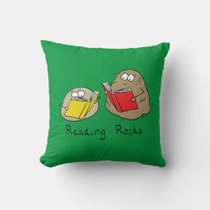 Reading Rocks Funny Coussin de livre