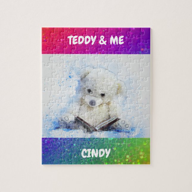 "READING TEDDY" RAINBOW PUZZLE PERSONNALISÉ (Vertical)