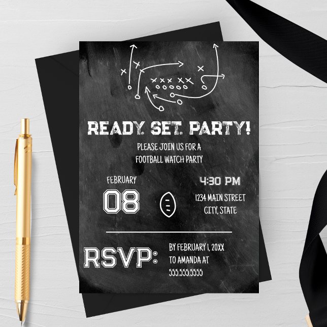 Ready Set Party Football Watch Party Invitation (Créateur téléchargé)